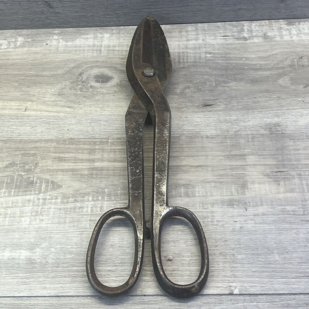 Vintage WISS Inlaid Blades No. 8 Tin Snips 13.5" Long Scissor Type Shears